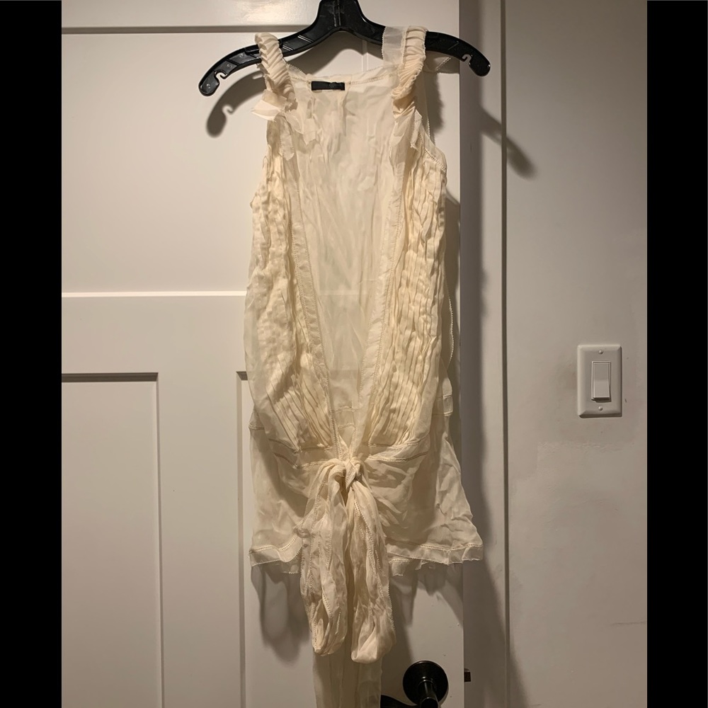 Sheer, cream Donna Karan top